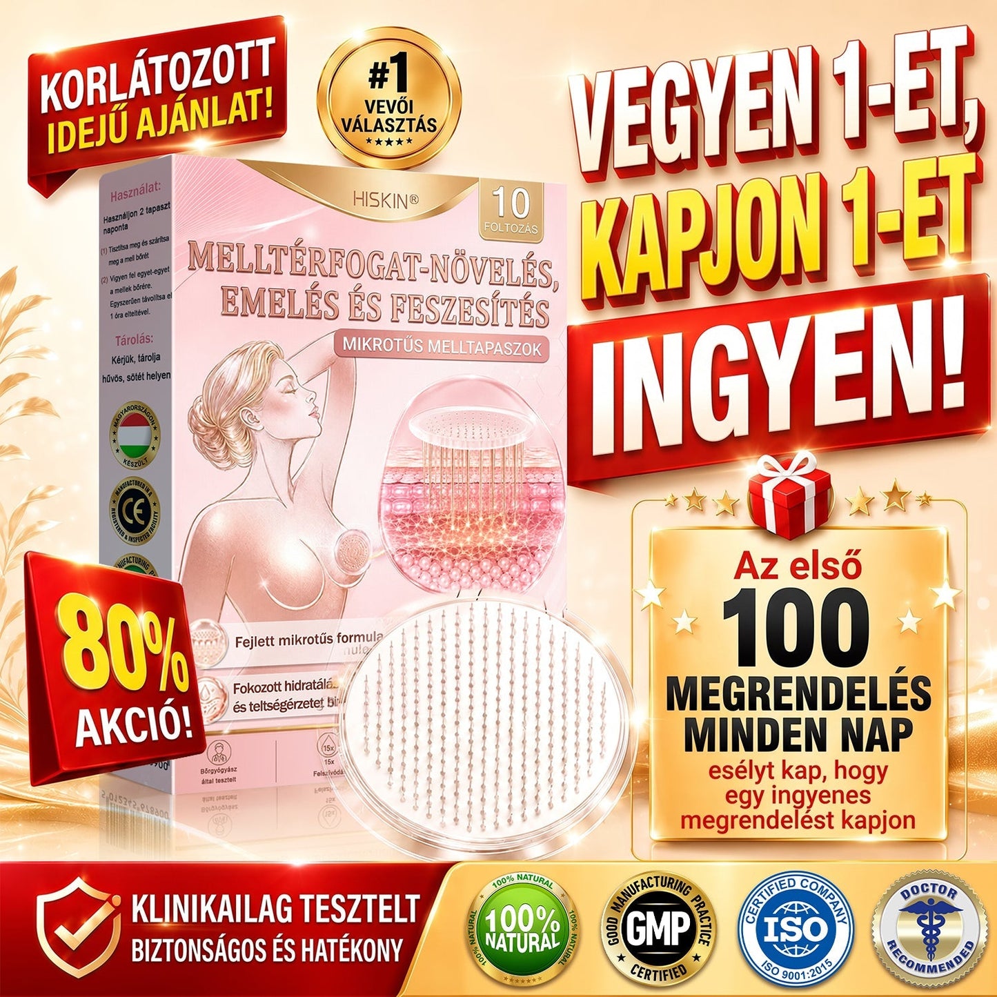 🥇HISKIN® MELLEMELŐ ÉS FESZESÍTŐ MIKROTŰS TAPASZOK